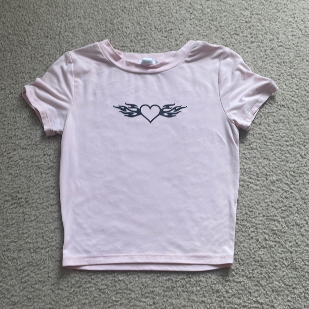 Baby pink tight crop top